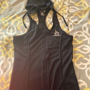 Black Ryderwear Workout Zip Up Racerback Tank with Hood Size Small